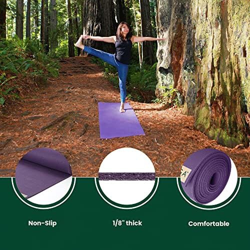 Purple travel natural rubber yoga mat — photo 4