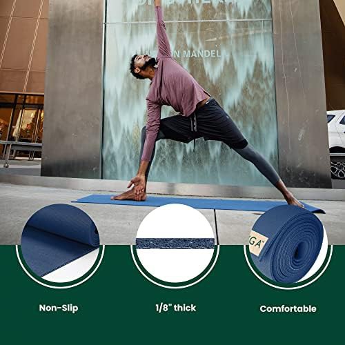 Midnight blue travel rubber yoga mat 74 inch — photo 4