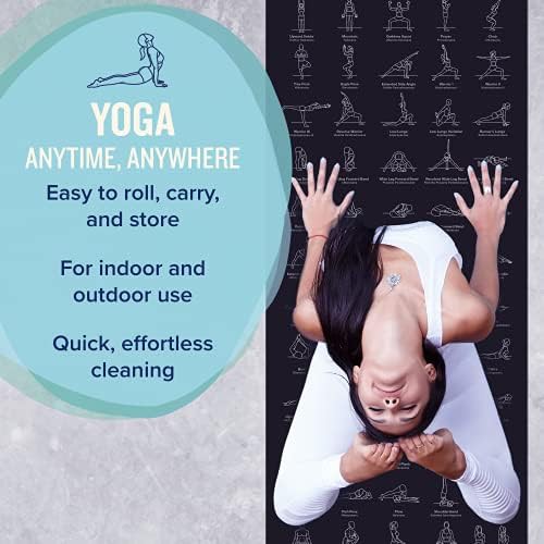 Black yoga mat with printed poses — photo 5
