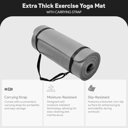 Gray high density exercise yoga mat — photo 3