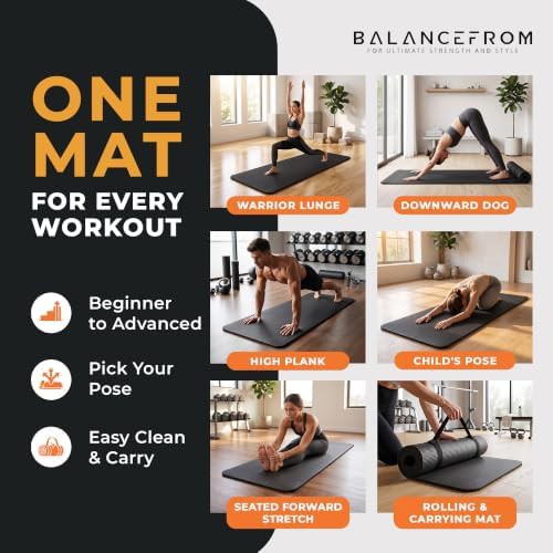 Extra thick black exercise yoga mat — photo 5