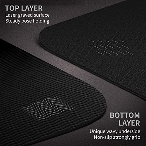 Extra long black non slip fitness mat — photo 4