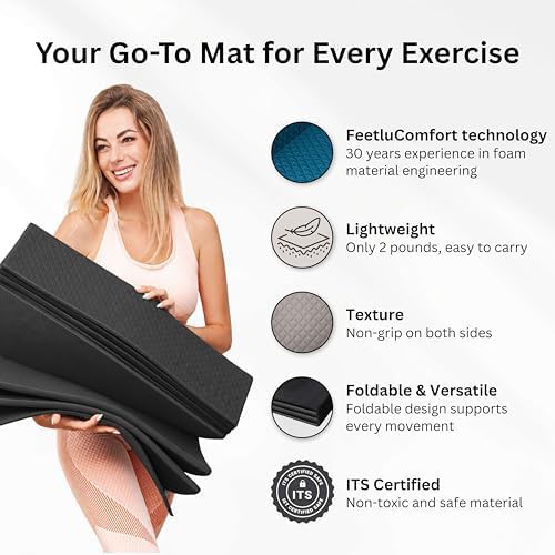 Black foldable POE yoga exercise mat — photo 3