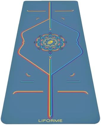 Printed blue beginner yoga mat professional