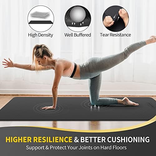 Extra wide black 6mm yoga mat — photo 3