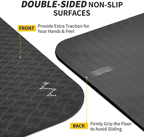 Extra wide black 6mm yoga mat — photo 4