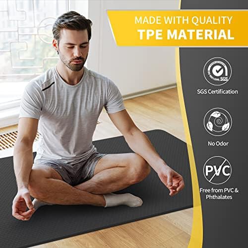 Extra wide black 6mm yoga mat — photo 5