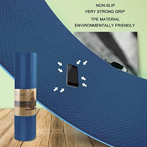 Blue high density thick TPE exercise mat — photo 4