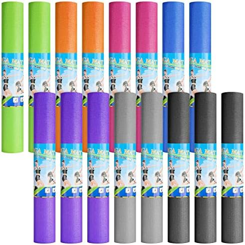 Multicolored bulk PVC fitness mats 16 pack
