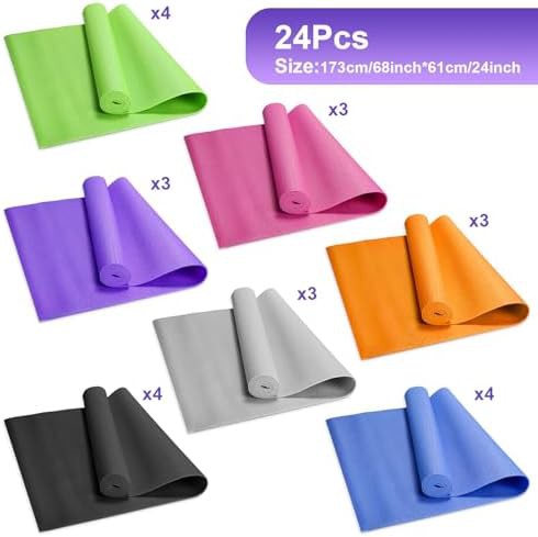 Assorted colors thin yoga mats 24 pack — photo 4