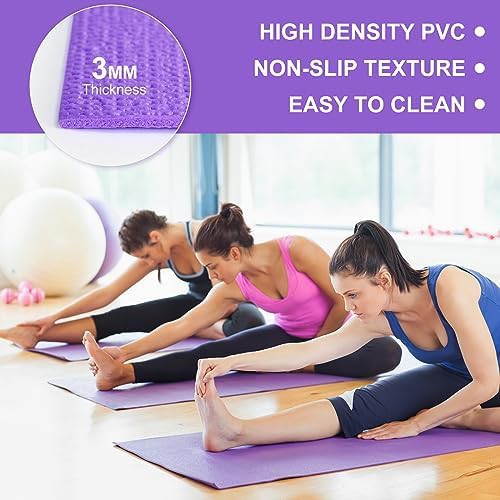 Purple thin PVC exercise mats 16 pack — photo 3