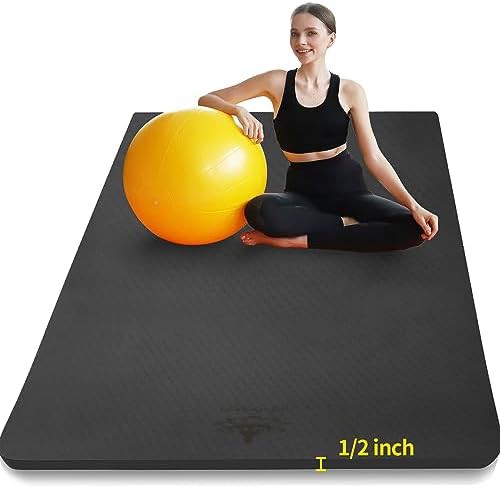 Large black square exercise mat 6x4