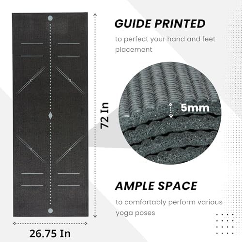 Black Alignment Print 5mm Yoga Mat — photo 4