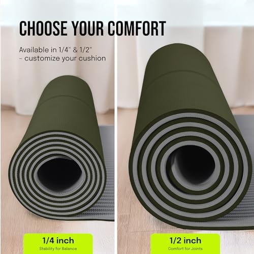 Olive green extra wide exercise mat — photo 3