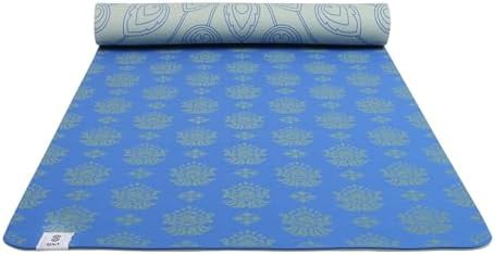 Blue peacock printed reversible fitness mat — photo 4
