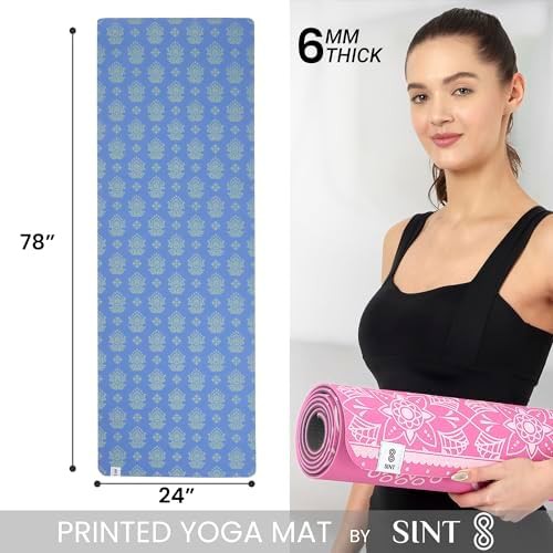 Blue peacock printed reversible fitness mat — photo 5