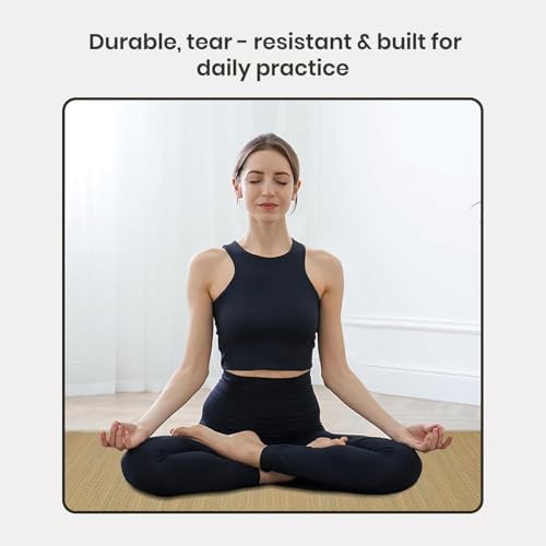 Handmade white straw reversible yoga mat — photo 3
