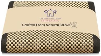 Handmade black straw reversible yoga mat