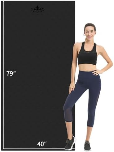 Extra long black fitness exercise mat