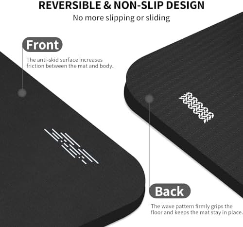 Extra long black fitness exercise mat — photo 4
