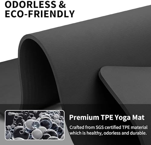 Extra long black fitness exercise mat — photo 5