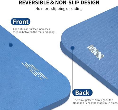 Extra long blue fitness exercise mat — photo 4