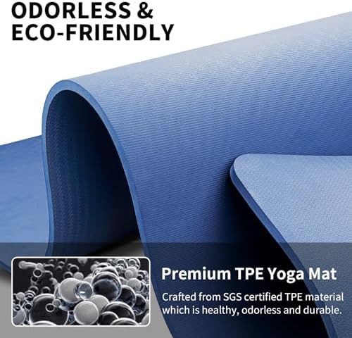 Extra long blue fitness exercise mat — photo 5