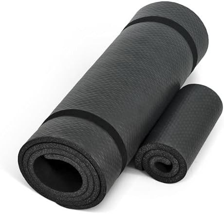Thick Black Exercise Mat with Knee Pad