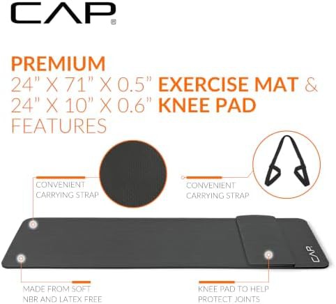 Thick Black Exercise Mat with Knee Pad — photo 3