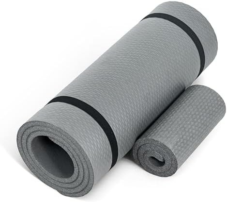 Thick Gray Exercise Mat with Knee Pad