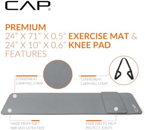 Thick Gray Exercise Mat with Knee Pad — photo 3