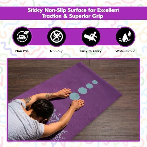 Amethyst lotus printed reversible yoga mat — photo 3