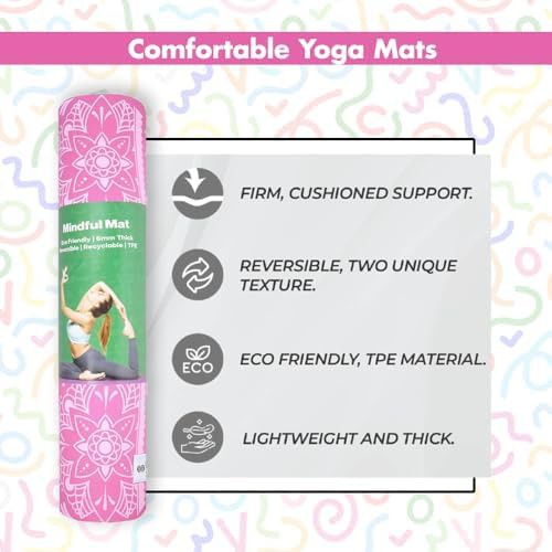Mandala bloom pink printed yoga mat — photo 4