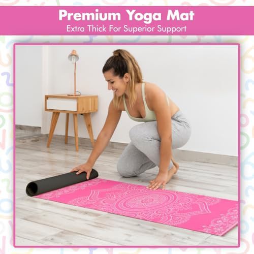 Mandala bloom pink printed yoga mat — photo 5