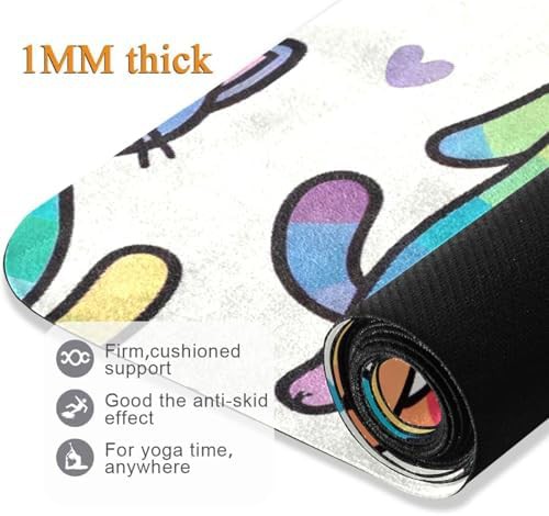 Cute rainbow cat suede yoga mat — photo 4