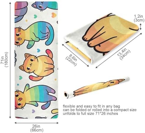 Cute rainbow cat suede yoga mat — photo 5