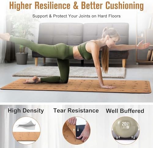 Premium cork hot yoga exercise mat — photo 3