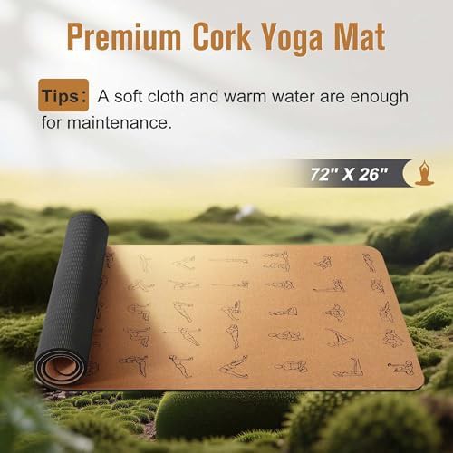 Premium cork hot yoga exercise mat — photo 5