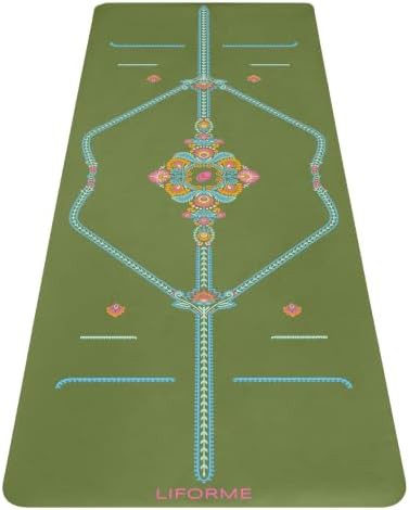 Printed alignment lines yoga mat grip