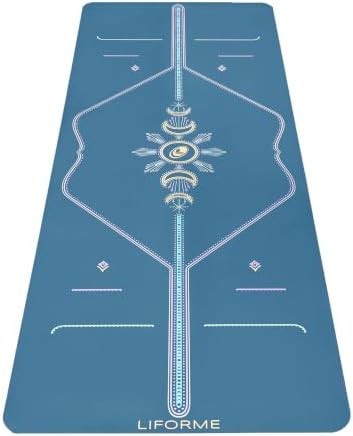 Printed alignment blue yoga mat