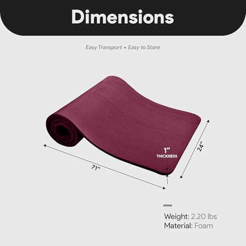 Wine red extra thick exercise mat — photo 4