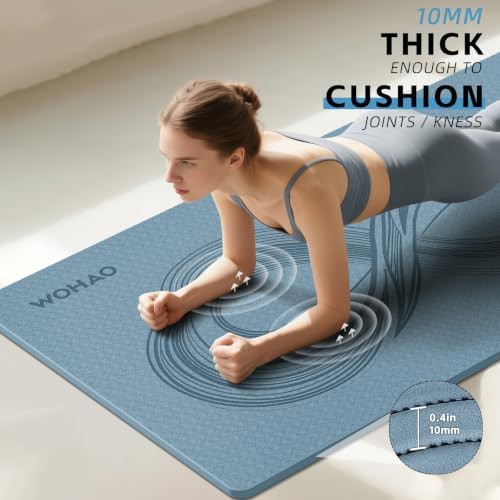 Large blue grey printed yoga mat — photo 4