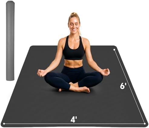 Extra large non-slip black workout mat