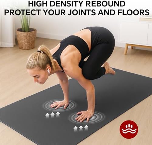 Extra large non-slip black workout mat — photo 3