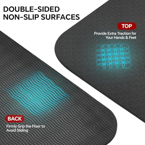 Extra large non-slip black workout mat — photo 5