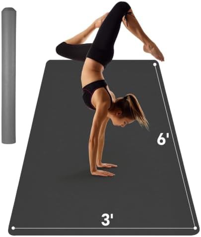 Wide non-slip black exercise mat
