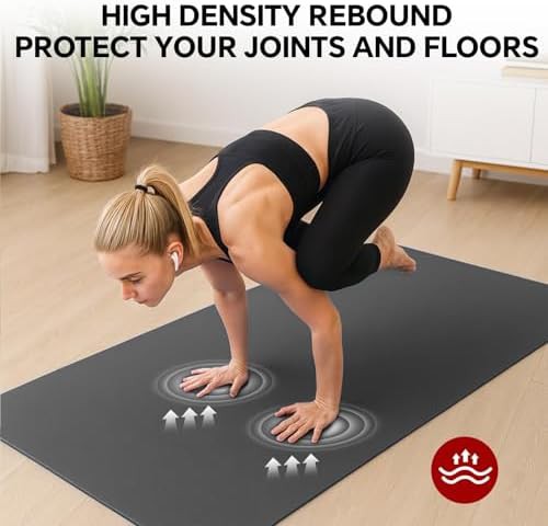 Wide non-slip black exercise mat — photo 3
