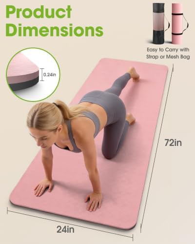 Pink non slip TPE pilates mat — photo 4
