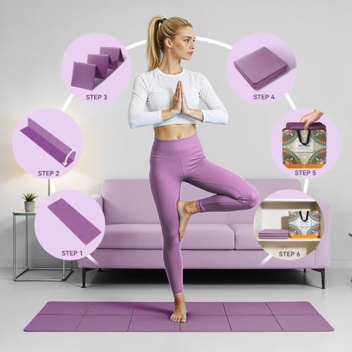 Foldable purple travel exercise mat — photo 4