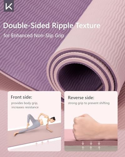 Pink non slip TPE yoga mat — photo 3